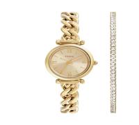 Fossil Reloj Carlie para Mujer, Movimiento de Cuarzo a Tres Agujas en Tono Dorado con Correa de Acero Inoxidable, Juego de Tonos Dorados, 28 mm