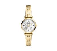 Fossil Reloj Carlie para mujer, Movimiento de cuarzo a tres agujas en tono dorado con correa de acero inoxidable, Amarillo claro y blanco, 28 mm