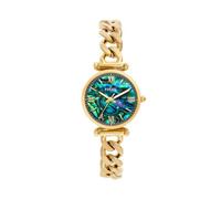 Fossil Reloj Carlie para Mujer, Movimiento de Cuarzo a Tres Agujas en Tono Dorado con Correa de Acero Inoxidable, Tono Dorado y Verde Azulado, 28 mm