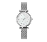 Fossil Reloj Carlie para Mujer, Movimiento de Cuarzo de Tres Agujas en Tono Plateado con Correa de Acero Inoxidable