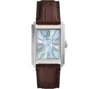 Fossil Reloj Carraway para Hombre, Movimiento de Cuarzo de Tres manecillas con Correa de Piel o Acero Inoxidable, Marrón Oscuro y Azul Perla