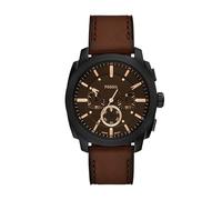 Fossil Reloj cronógrafo de acero inoxidable para hombre, Cuero marrón/negro, 44mm