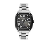 Fossil Reloj Crosby para Hombre, Movimiento de Cuarzo de Tres Agujas con Fecha y Correa de Acero Inoxidable, Tono Plateado y Negro