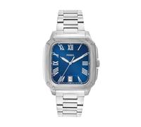 Fossil Reloj Crosby para Hombre, Movimiento de Cuarzo de Tres Agujas con Fecha y Correa de Acero Inoxidable, Tono Plata y Azul