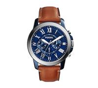 Fossil Reloj hombre Grant, cronógrafo cuarzo, 44 mm acero inoxidable bicolor, correa piel FS5151