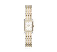 Fossil Reloj de Tres Manos de Acero Inoxidable de Cuarzo Raquel para Mujer, Plata/Dorado, 18MM, Clásico