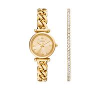 Fossil Reloj Carlie para Mujer, Movimiento de Cuarzo a Tres Agujas en Tono Dorado con Correa de Acero Inoxidable, Juego de Tonos Dorados, 28 mm