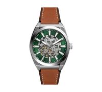 Fossil Reloj Everett para Hombre, Movimiento automático de Tres Agujas con Correa de Acero o Piel