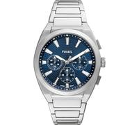 Fossil Reloj Everett para Hombre, Movimiento Cronógrafo Cuarzo con Correa de Piel o Acero, Gris y Azul