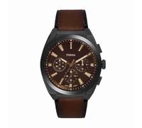 Fossil Reloj Everett para Hombre, Movimiento Cronógrafo Cuarzo con Correa de Piel o Acero, Marrón Baya