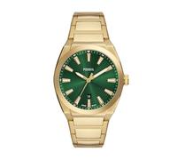 Fossil Reloj Everett para Hombre, Movimiento de Cuarzo con Fecha a Tres Agujas y Correa de Piel o Acero, Verde frío