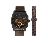 Fossil Reloj Machine para Hombre, 42mm Movimiento cronógrafo de Cuarzo con Correa de Acero o Piel