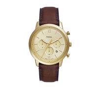 Fossil Reloj Neutra para Hombre, Movimiento cronógrafo de Cuarzo con Correa de Piel, Marrón y Dorado