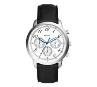 Fossil Reloj Neutra para Hombre, Movimiento cronógrafo de Cuarzo con Correa de Piel, Negro y Blanco