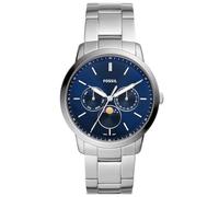 Fossil Reloj Neutra para Hombre, Movimiento multifunción con Fases Lunares con Correa de Acero o Piel, Teal, 42 mm