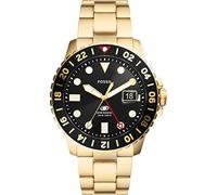 Fossil Reloj para hombre Azul GMT movimiento 46mm caja con correa de acero FS5990, Tono Oro