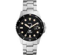 Fossil Reloj para hombre Azul, movimiento de cuarzo, caja plateada de acero inoxidable de 42mm con correa de acero inoxidable, FS5952, Plata