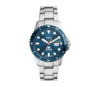 Fossil Reloj para hombre Blue Dive de acero inoxidable con tres agujas y fecha, FS6050