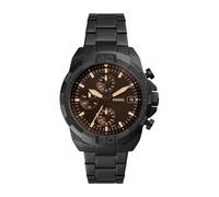 Fossil Reloj para hombre Bronson 44mm, movimiento cronógrafo de cuarzo, caja de 44mm de acero inoxidable negro con correa de acero inoxidable, FS5851