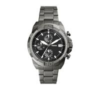 Fossil Reloj para hombre Bronson 44mm, movimiento de cuarzo cronógrafo, caja de acero inoxidable ahumado de 44mm con correa de acero inoxidable, FS5852