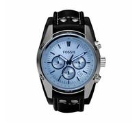 Fossil Reloj para hombre Coachman, movimiento cronógrafo de cuarzo, caja de acero inoxidable plateado de 45mm con correa de piel auténtica, CH2564