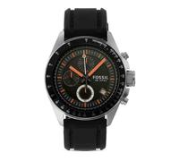 Fossil Reloj para hombre Decker, movimiento cronógrafo de cuarzo, 44mm Caja de acero inoxidable plateado con correa de silicona, CH2647
