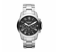 Fossil Reloj para hombre Grant, movimiento cronógrafo de cuarzo, caja de 44mm de acero inoxidable plateado con correa de acero inoxidable, FS4736