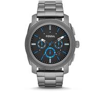 Fossil Reloj para hombre Machine, movimiento cronógrafo de cuarzo, caja de 45mm de acero inoxidable ahumado con correa de acero inoxidable, FS4931