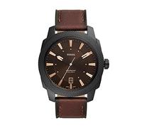 Fossil Reloj para hombre Machine, movimiento de cuarzo, caja de acero inoxidable negro de 49MM con correa de piel Pro-Planet, FS5972