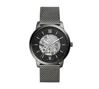 Fossil Reloj para hombre Neutra Auto, movimiento automático, caja de 44mm de acero inoxidable plateado con correa de piel, ME3160