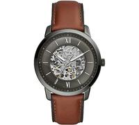 Fossil Reloj para hombre Neutra Auto, movimiento mecánico automático, caja de 44mm de acero ahumado con correa de piel, ME3161