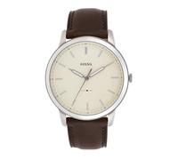 Fossil Reloj para hombre The Minimalist 3H, movimiento de cuarzo, caja de 44mm de acero inoxidable plateado con correa de piel, FS5439, Blanco y Tostado