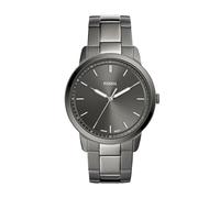 Fossil Reloj para hombre The Minimalist 3H, movimiento de cuarzo, caja de acero ahumado de 44 mm con correa de acero, FS5459, Gris Oscuro