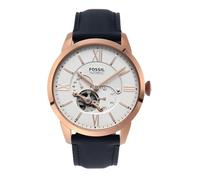 Fossil Reloj para hombre Townsman, movimiento automático mecánico, caja de acero inoxidable plateado de 45 mm con correa de piel, ME3061