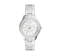 Fossil Reloj para mujer Stella, movimiento Three Hand Date, caja de acero inoxidable plateado de 37 mm con correa de acero, ES5130