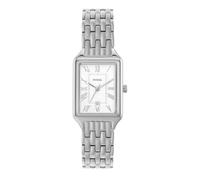 Fossil Reloj Raquel para mujer, movimiento de cuarzo de tres agujas con correa de acero inoxidable, Tono plata y blanco, 23 mm