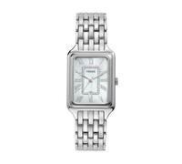 Fossil Reloj Raquel para Mujer, Movimiento de Cuarzo de Tres Agujas con Correa de Acero Inoxidable, Tono Plata y Tono Perla, 26 mm