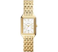 Fossil Reloj Raquel para mujer, movimiento de cuarzo de tres agujas con correa de acero inoxidable, Tono oro y blanco, 23 mm