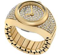 Fossil Reloj Ring para Mujer, Movimiento de Cuarzo a Dos Agujas con Correa de Acero Inoxidable, Tono Dorado y Purpurina