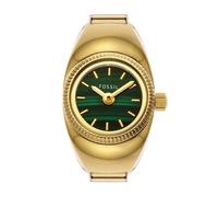 Fossil Reloj Ring para Mujer, Movimiento de Cuarzo a Dos Agujas con Correa de Acero Inoxidable, Verde y Dorado