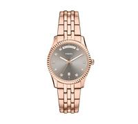 Fossil Reloj Scarlette para Mujer, 32 mm, Movimiento de Cuarzo con Tres Agujas con Fecha y Correa de Acero Inoxidable, Dorado/Gris, 34MM