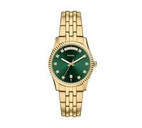 Fossil Reloj Scarlette para Mujer, Movimiento de Cuarzo con Correa de Cuero o Acero Inoxidable, Oro/Verde, 34MM