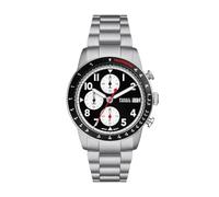 Fossil Reloj Sport Tourer para hombre, Movimiento cronógrafo de cuarzo con correa de acero, piel o silicona, Negro, 42 mm