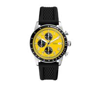 Fossil Reloj Sport Tourer para hombre, Movimiento cronógrafo de cuarzo con correa de acero, piel o silicona, Amarillo, 42 mm