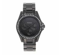 Fossil Riley Reloj para Mujer, Movimiento cronógrafo con Correa de Acero o Piel