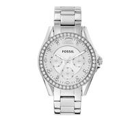 Fossil Riley Reloj para Mujer, Movimiento cronógrafo con Correa de Acero o Piel