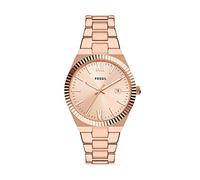Fossil Scarlette Reloj para mujer, movimiento de cuarzo con correa de acero o piel, Tono oro rosa, 32MM