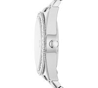 Fossil Scarlette Reloj para mujer, movimiento de cuarzo con correa de acero o piel, Tono plata y blanco con purpurina, 32MM