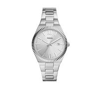 Fossil Scarlette Reloj para Mujer, Movimiento de Cuarzo con Correa de Acero o Piel, Tono Plateado, 38MM