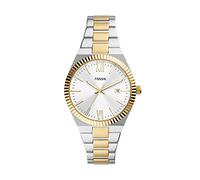 Fossil Scarlette Reloj para mujer, movimiento de cuarzo con correa de acero o piel, Tono plateado y tono dorado, 38MM